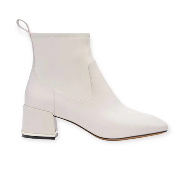 Coach Nala Chalk White Leather Booties Size 8.5 Signature Gold - Picture 9 of 14